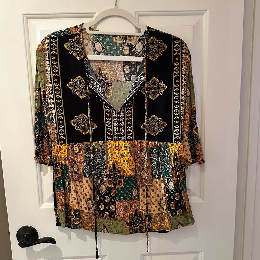 Bohemian Patchwork Women's Top. Size Small